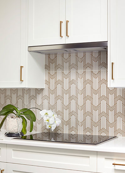 Kitchen backsplash with cream and beige colours